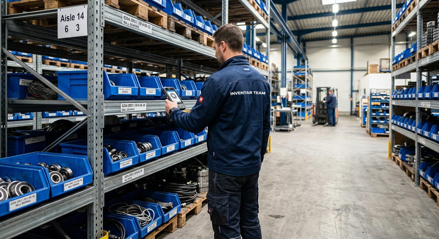 Pontifexx Team bei der Bestandsaufnahme in einem technischen Lager
